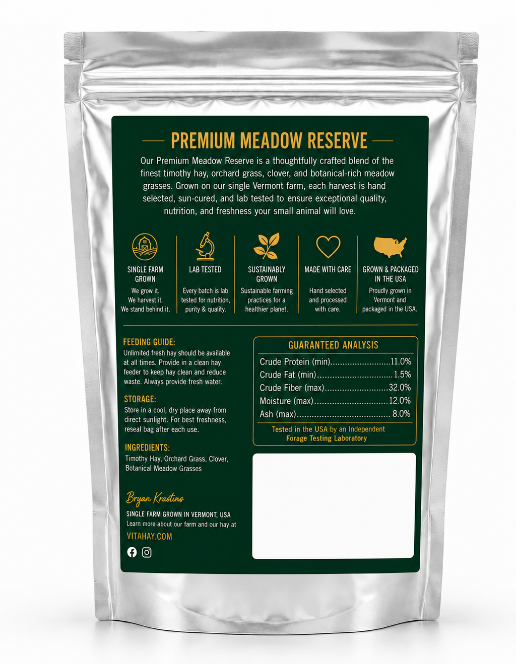 VitaHay Premium Meadow Reserve Hay 5 Lb